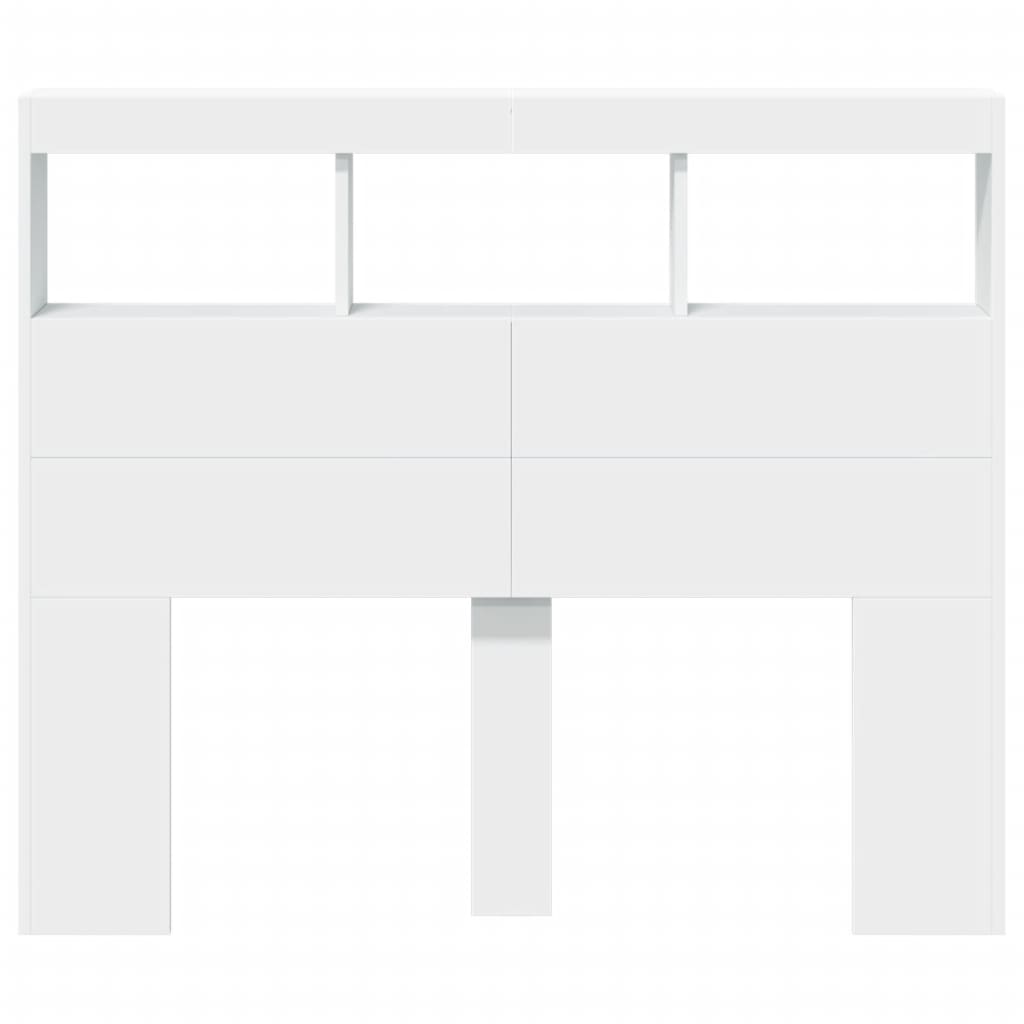 LED-Kopfteil mit Ablagen Weiß 120x17x102 cm