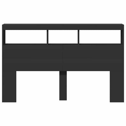 LED-Kopfteil mit Ablagen Schwarz 160x17x102 cm