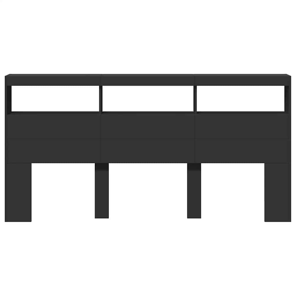 LED-Kopfteil mit Ablagen Schwarz 200x17x102 cm