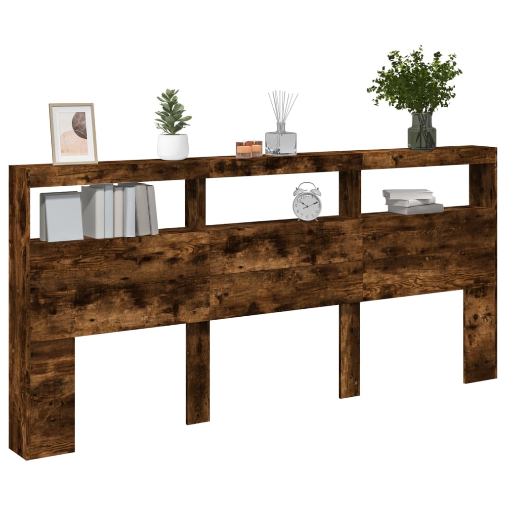 LED-Kopfteil mit Ablage Räuchereiche 220x17x102 cm