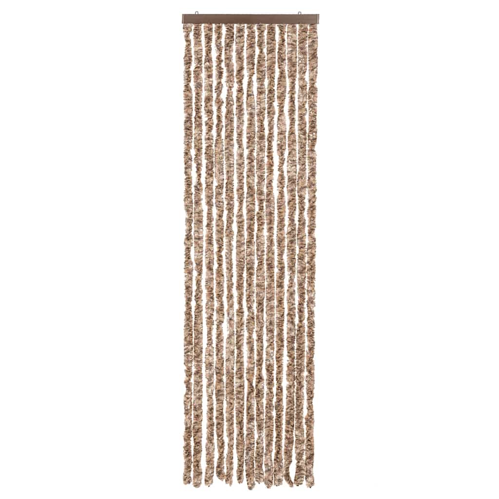 Fliegenvorhang Beige und Dunkelbraun 56x185 cm Chenille