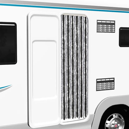 Fliegenvorhang Grau und Schwarz 56x185 cm Chenille