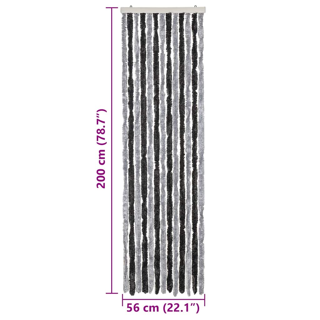 Fliegenvorhang Grau und Schwarz 56x200 cm Chenille