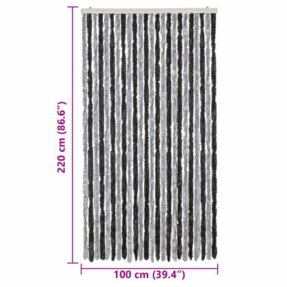 Fliegenvorhang Grau und Schwarz 100x220 cm Chenille
