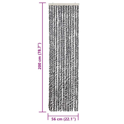 Fliegenvorhang Grau, Schwarz und Weiß 56x200 cm Chenille