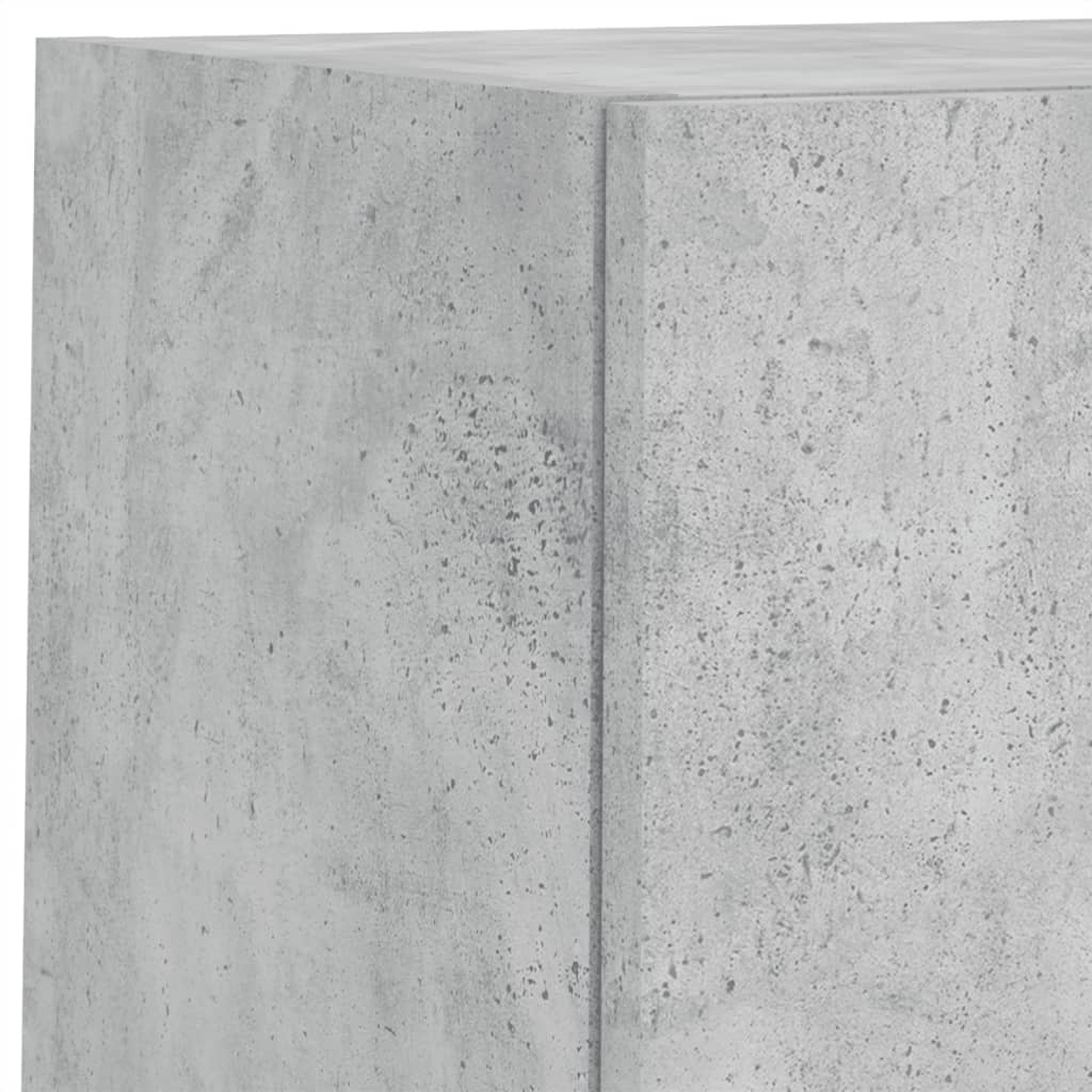 4-tlg. TV-Wohnwand mit LED-Leuchten Betongrau