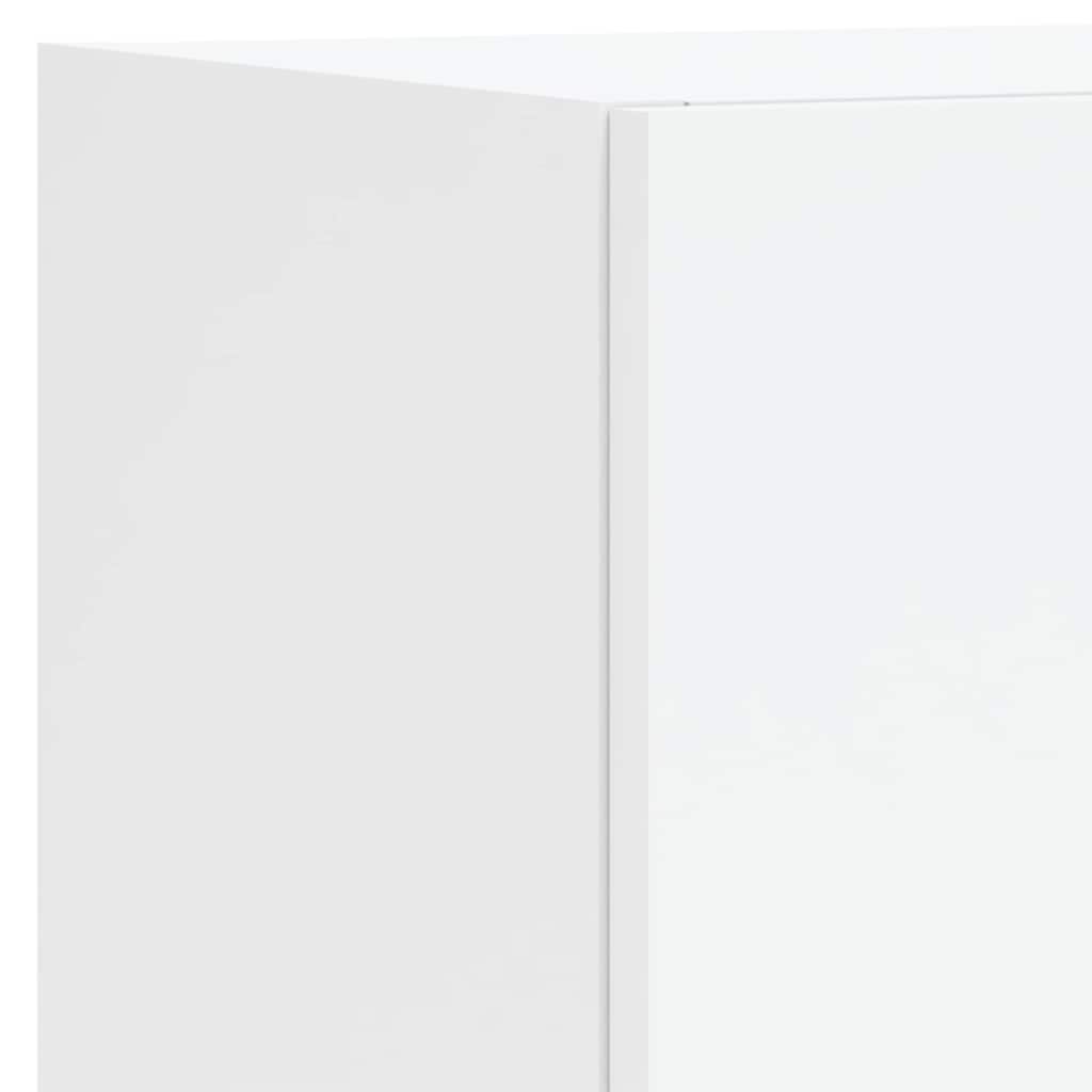 4-tlg. Wohnwand mit LED-Beleuchtung Weiß Holzwerkstoff