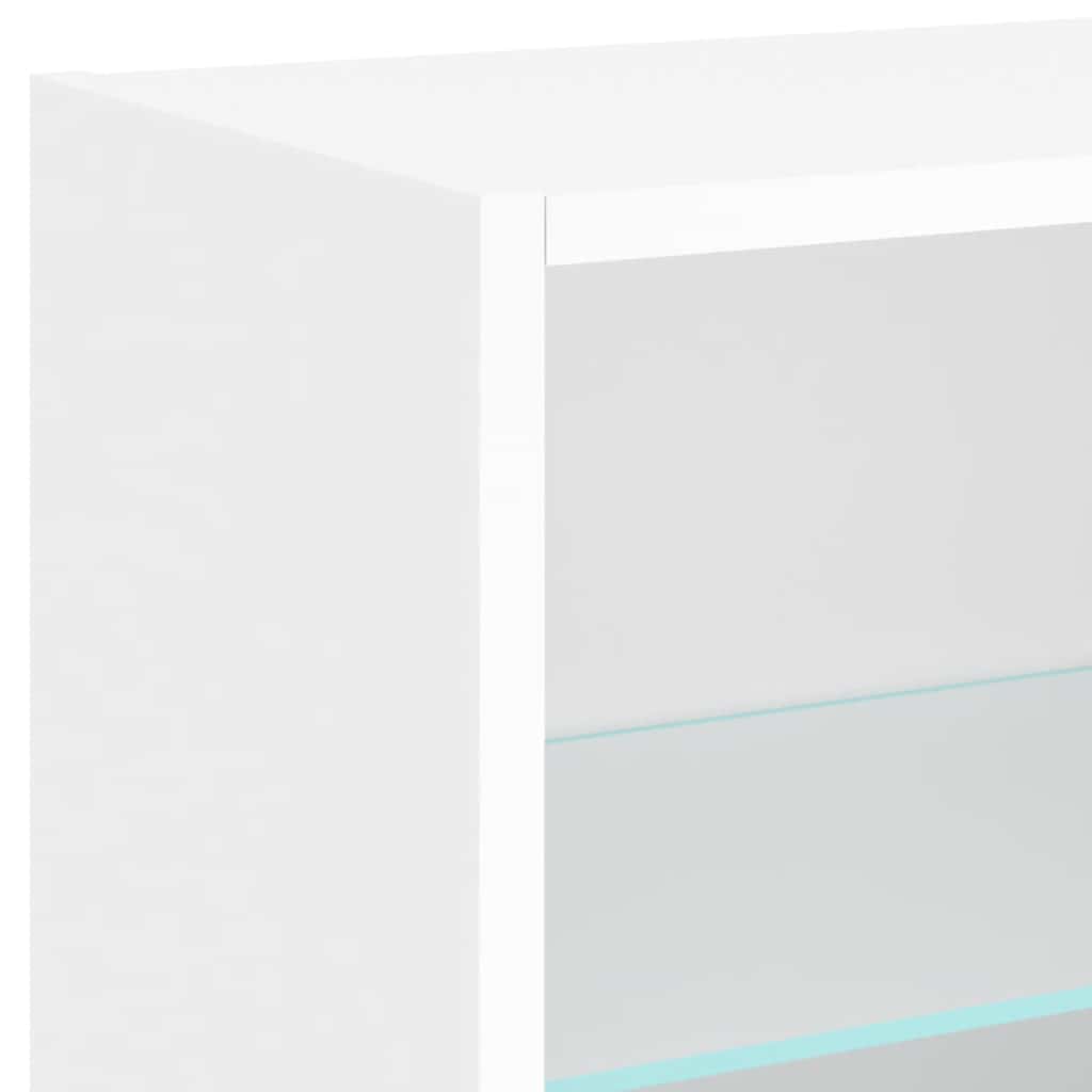 5-tlg. Wohnwand mit LED-Beleuchtung Weiß Holzwerkstoff