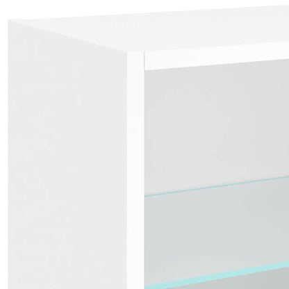 5-tlg. Wohnwand mit LED-Beleuchtung Weiß Holzwerkstoff