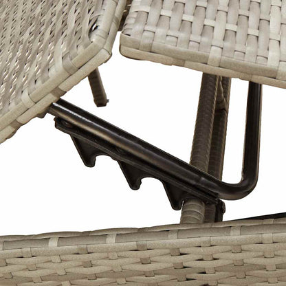 Sonnenliege mit Kissen Grau Poly Rattan
