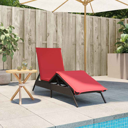 Sonnenliege mit Kissen Braun Poly Rattan