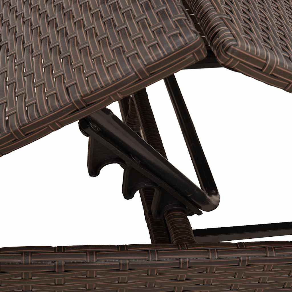 Sonnenliege mit Kissen Braun Poly Rattan