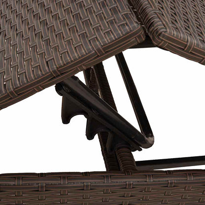Sonnenliege mit Kissen Braun Poly Rattan