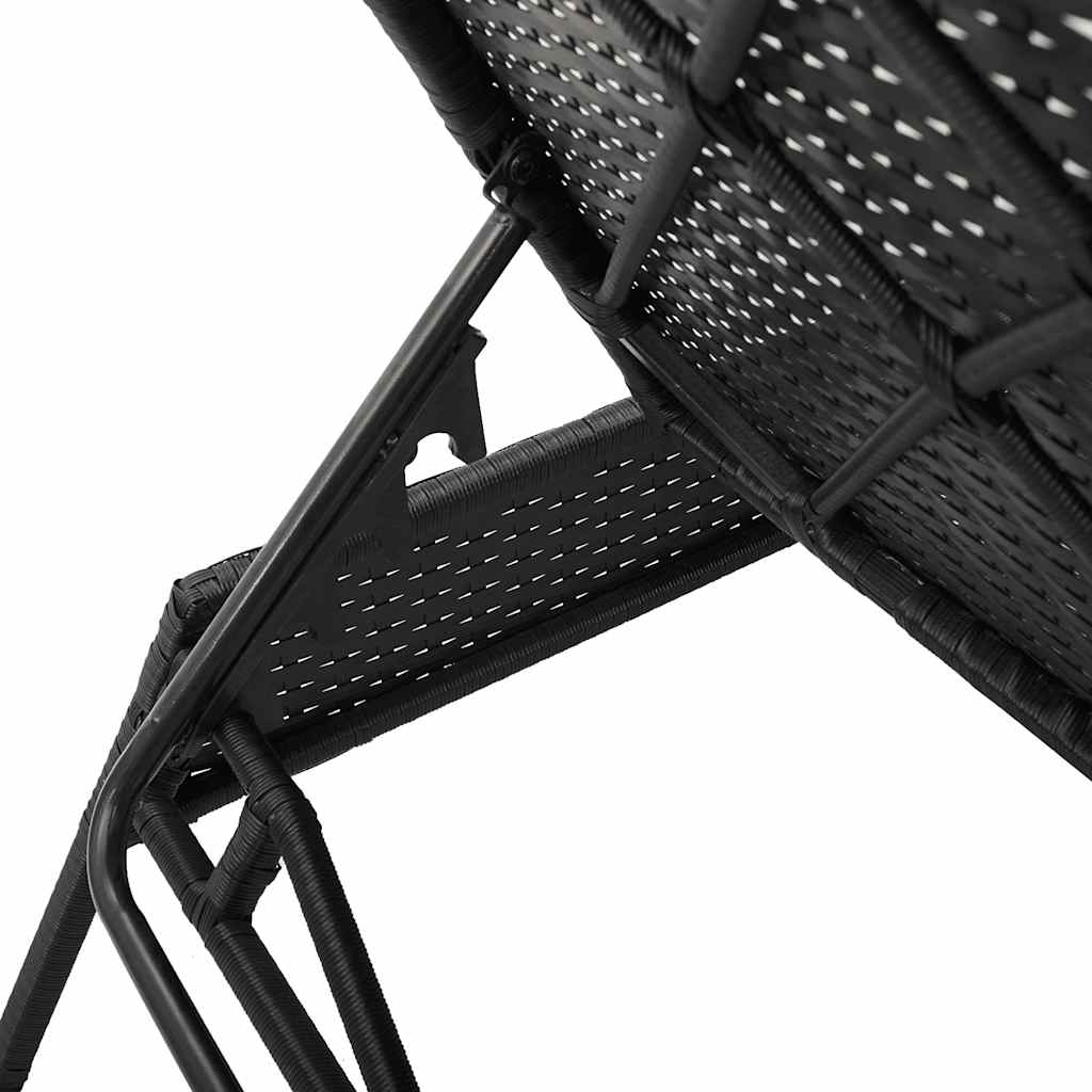 Sonnenliege mit Kissen Schwarz Poly Rattan