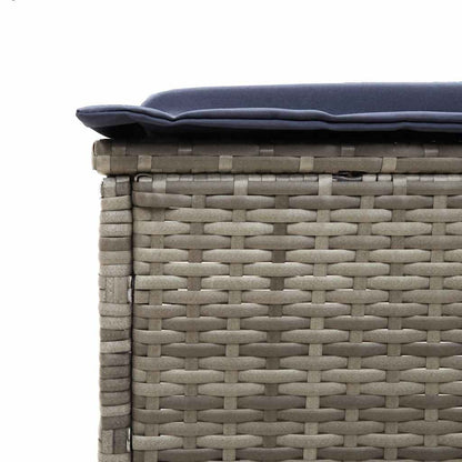Sonnenliege mit Kissen Grau Poly Rattan
