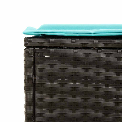 Sonnenliege mit Kissen Schwarz Poly Rattan