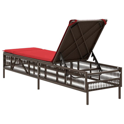 Sonnenliege mit Kissen Braun Poly Rattan