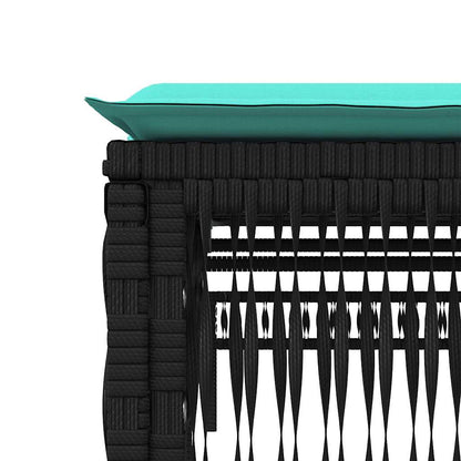 Sonnenliege mit Kissen Schwarz Poly Rattan