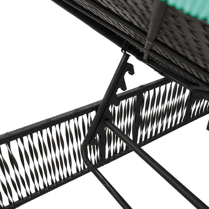 Sonnenliege mit Kissen Schwarz Poly Rattan