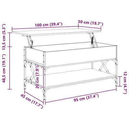 Couchtisch Räuchereiche 100x50x50 cm Holzwerkstoff und Metall