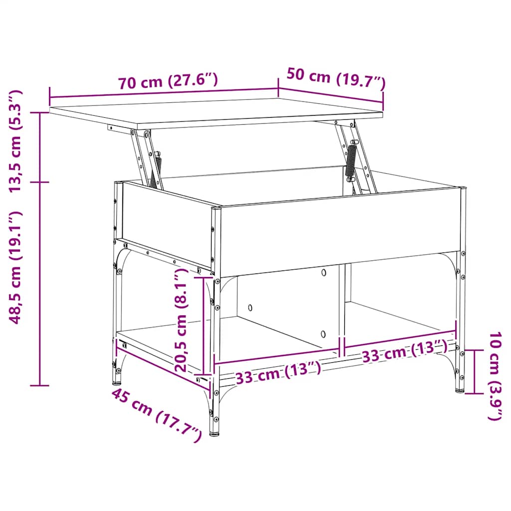Couchtisch Schwarz 70x50x50 cm Holzwerkstoff und Metall