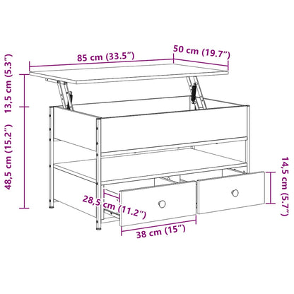 Couchtisch Sonoma-Eiche 85x50x50 cm Holzwerkstoff und Metall