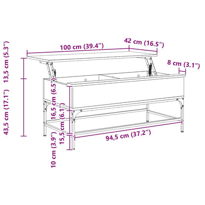 Couchtisch Sonoma-Eiche 100x50x45 cm Holzwerkstoff und Metall