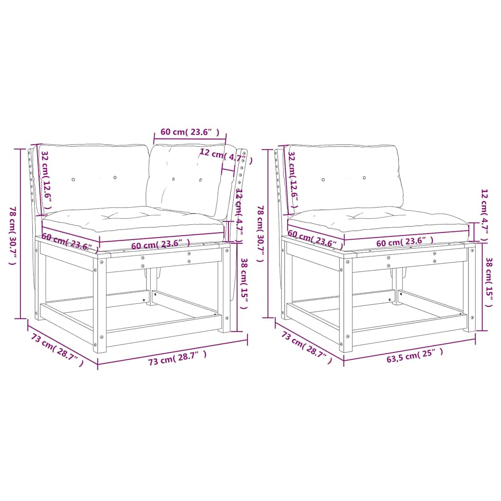 5-tlg. Garten-Sofagarnitur mit Kissen Massivholz Douglasie