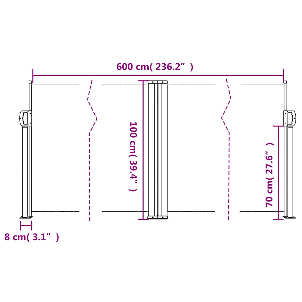 Seitenmarkise Ausziehbar Weiß 100x600 cm