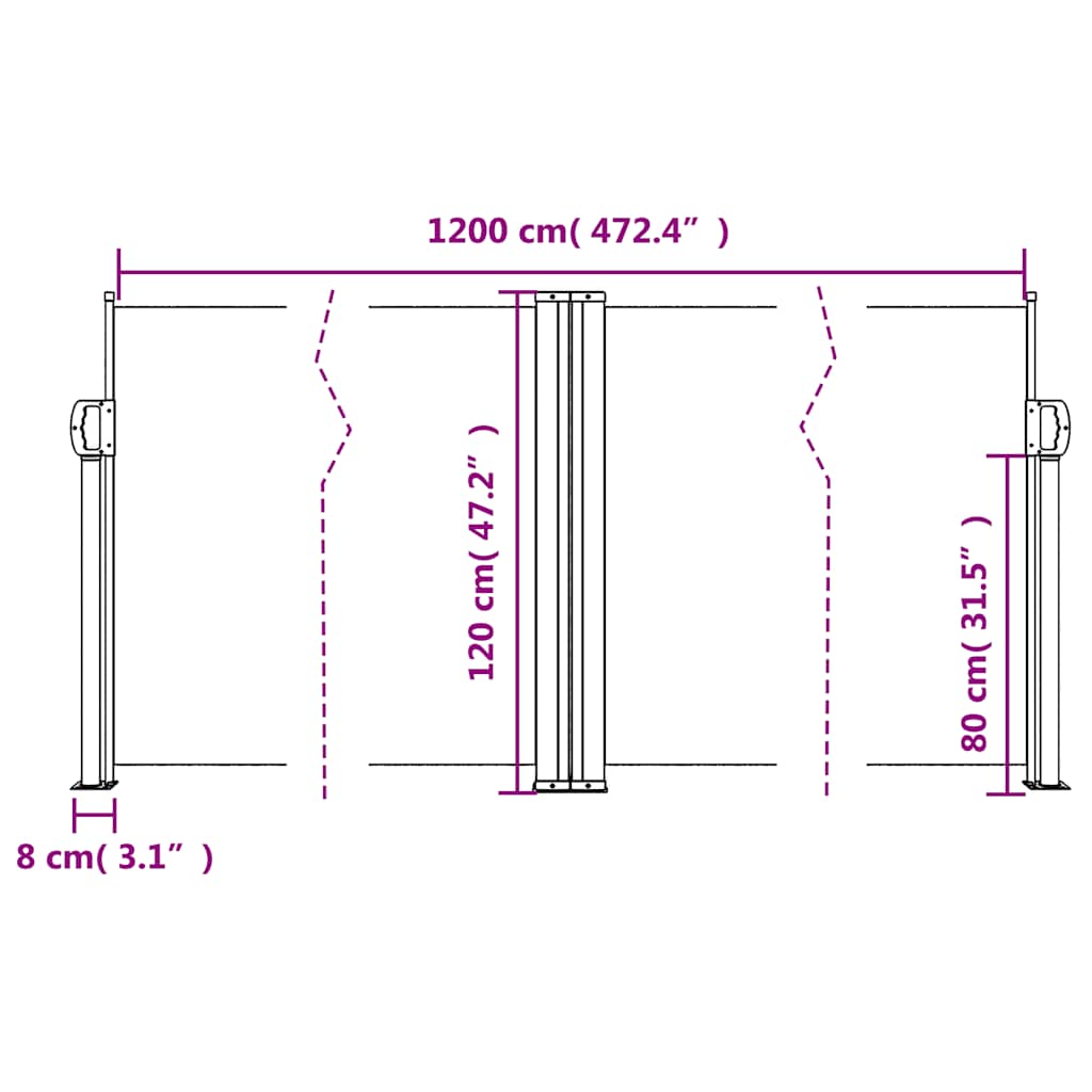 Seitenmarkise Ausziehbar Dunkelgrün 120x1200 cm