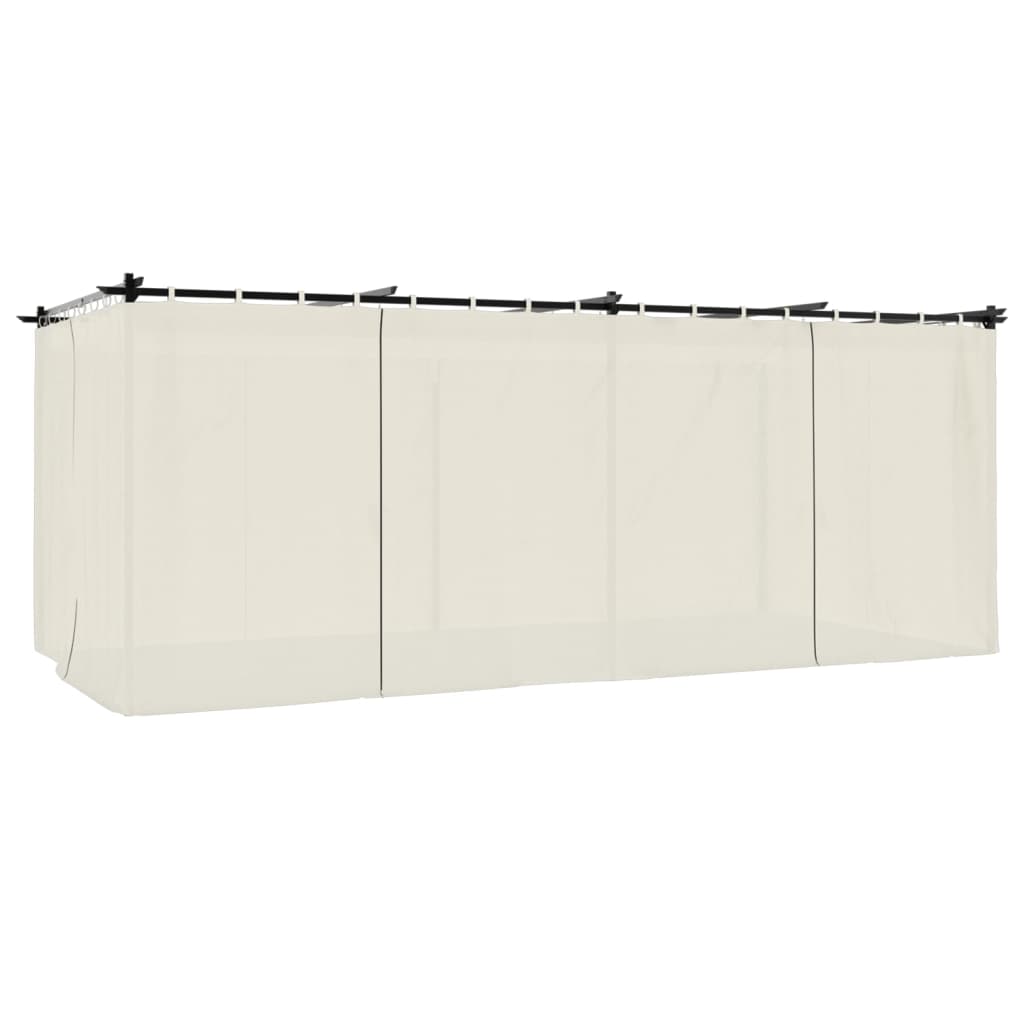 Pavillon mit Vorhängen Creme 6x3 m Stahl