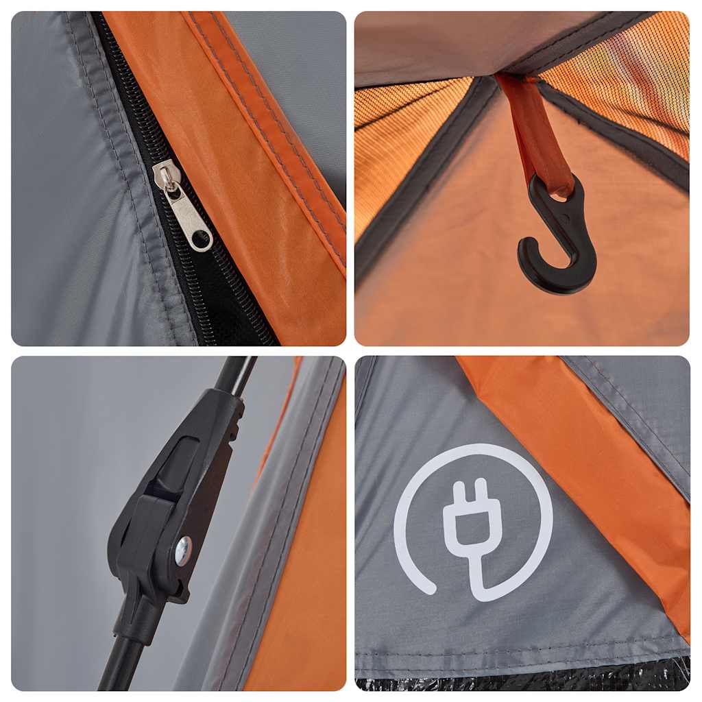 Kuppel-Campingzelt 5 Personen Grau und Orange Quick Release