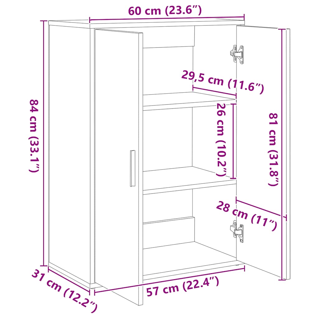 Sideboard Weiß 60x31x84 cm Holzwerkstoff