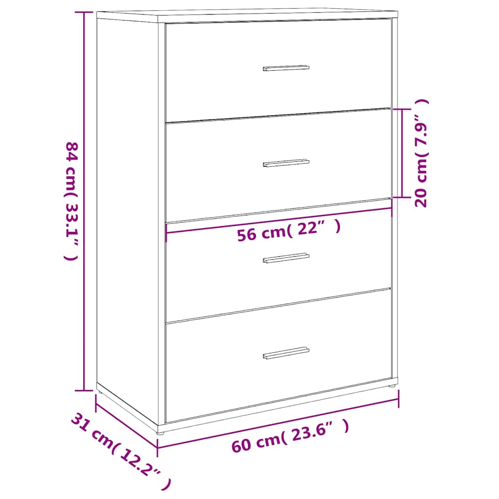 Sideboard Grau Sonoma 60x31x84 cm Holzwerkstoff