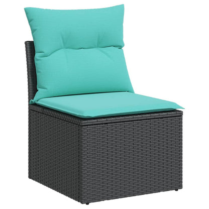 6-tlg. Garten-Sofagarnitur mit Kissen Schwarz Poly Rattan