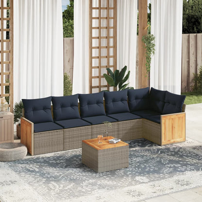 7-teiliges Gartensofa-Set mit Kissen, grau, Polyrattan