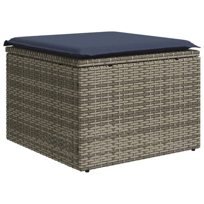 10-teiliges Gartensofa-Set mit Kissen, grau, Polyrattan