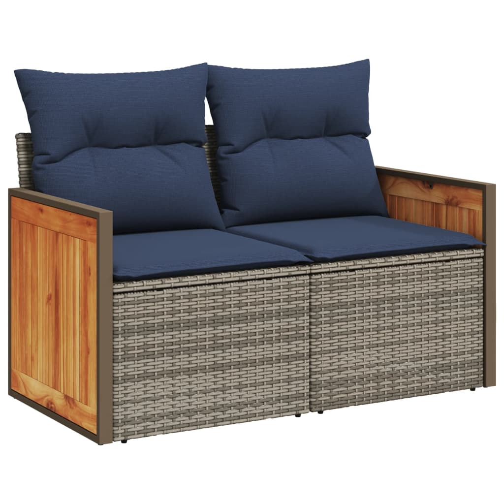 16-teiliges Gartensofa-Set mit Kissen, grau, Polyrattan