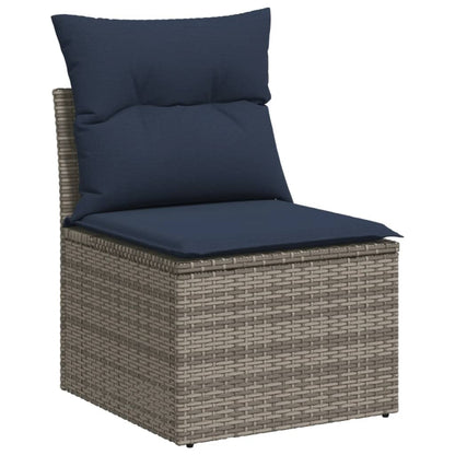 13-teiliges Gartensofa-Set mit Kissen, grau, Polyrattan
