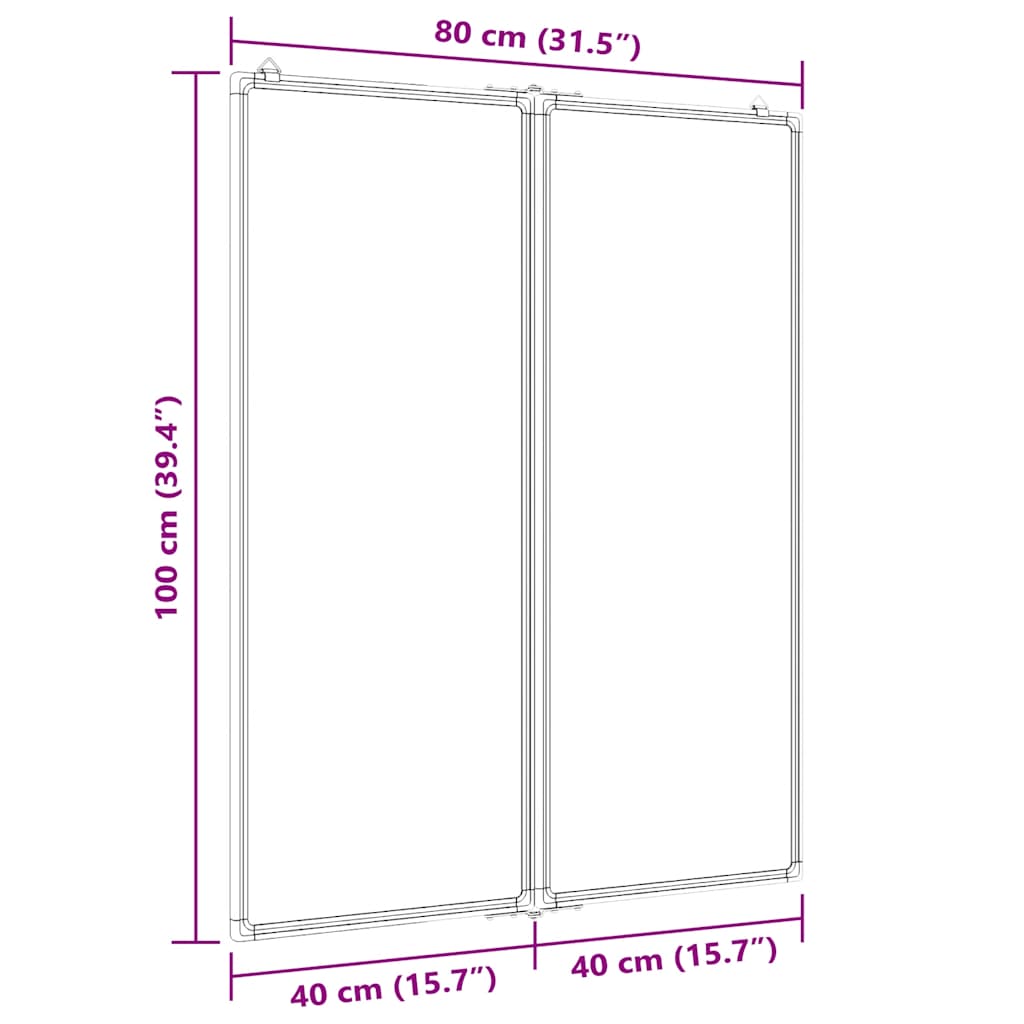 Magnetisches Whiteboard Klappbar 80x100x1,7 cm Aluminium