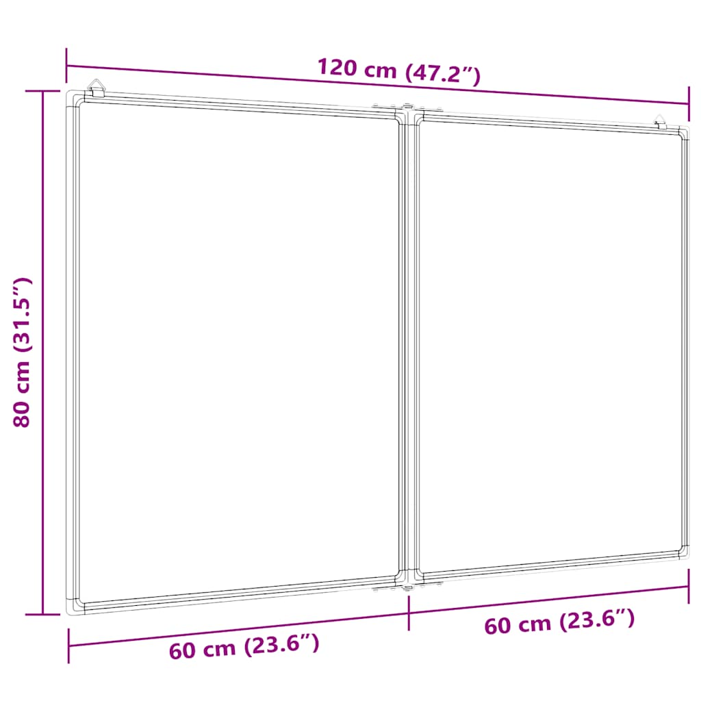 Magnetisches Whiteboard Klappbar 120x80x1,7 cm Aluminium
