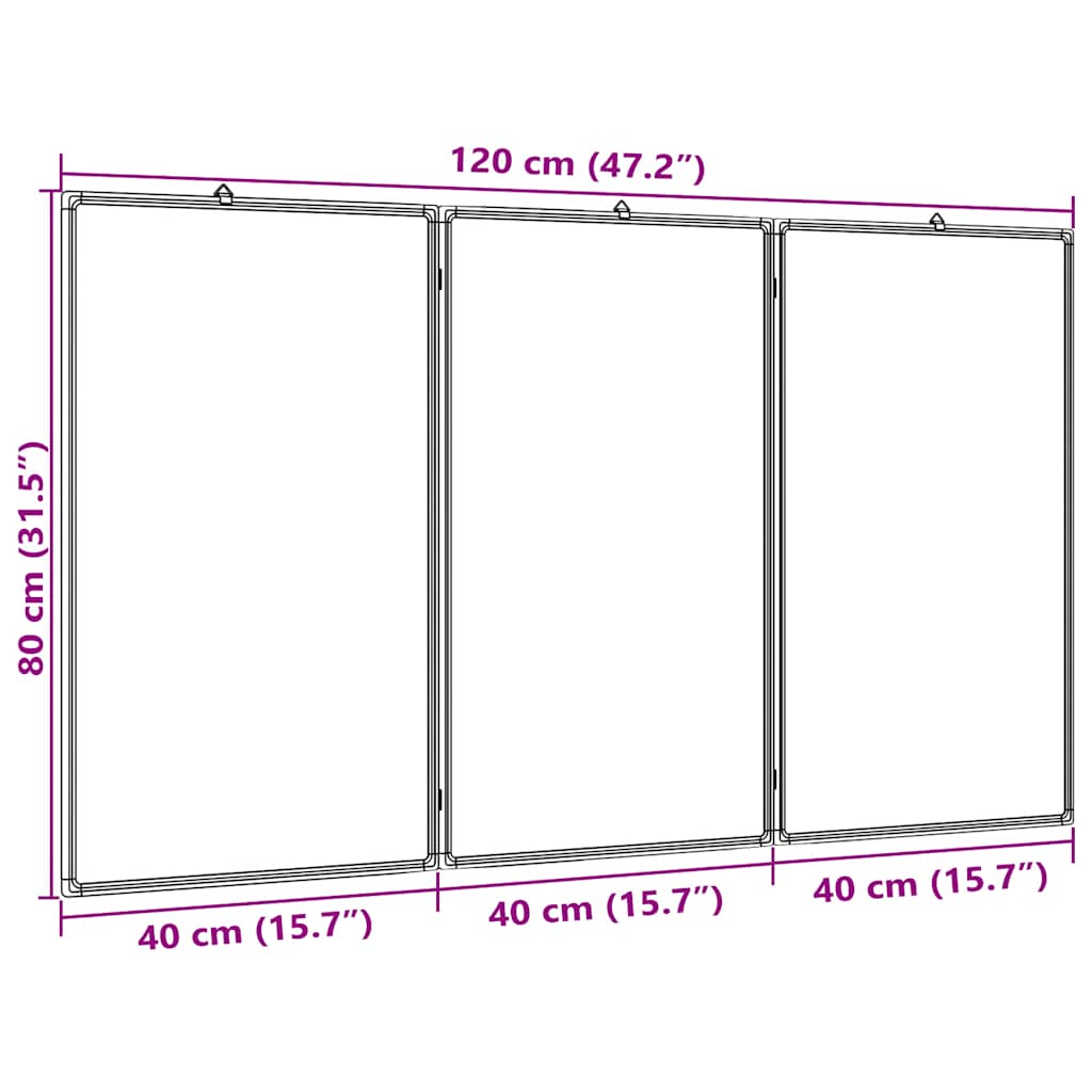 Magnetisches Whiteboard Klappbar 120x80x1,7 cm Aluminium