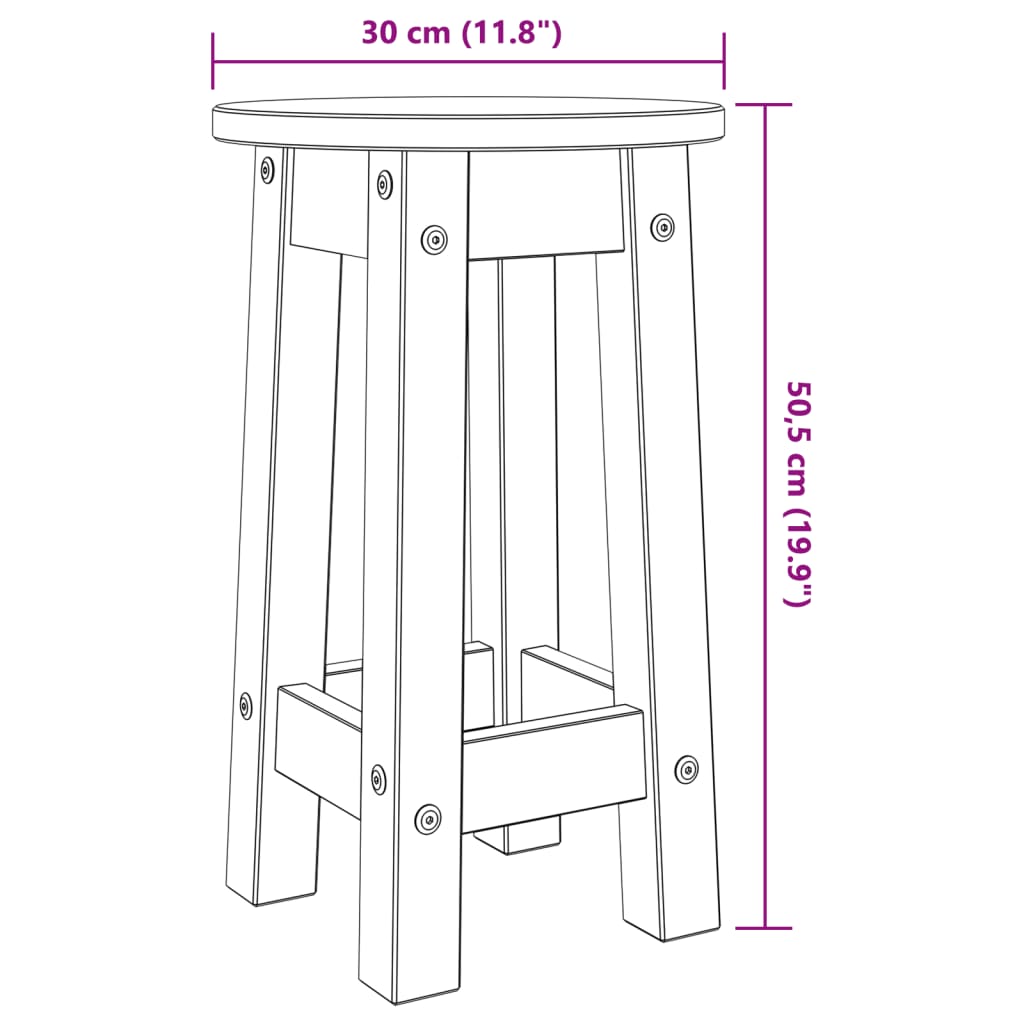 Barhocker 2 Stk. Weiß Massivholz Kiefer