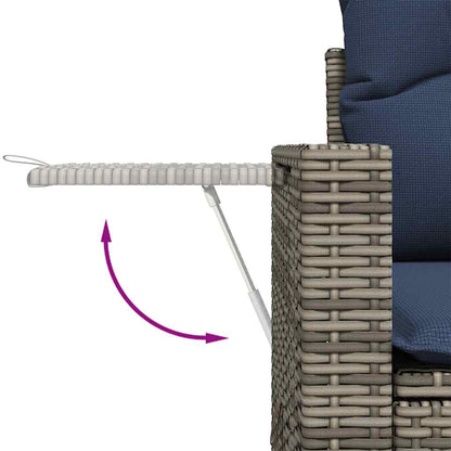 9-teiliges Gartensofa-Set mit Kissen, grau, Polyrattan