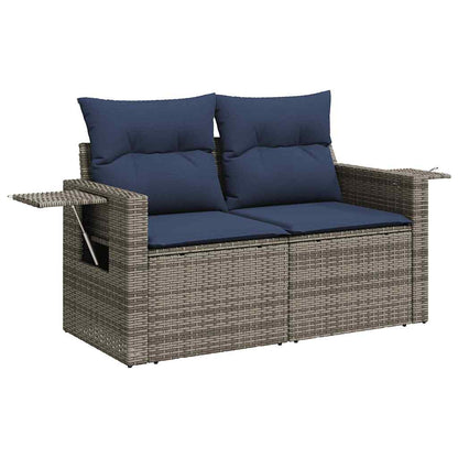 12-teiliges Gartensofa-Set mit Kissen, grau, Polyrattan