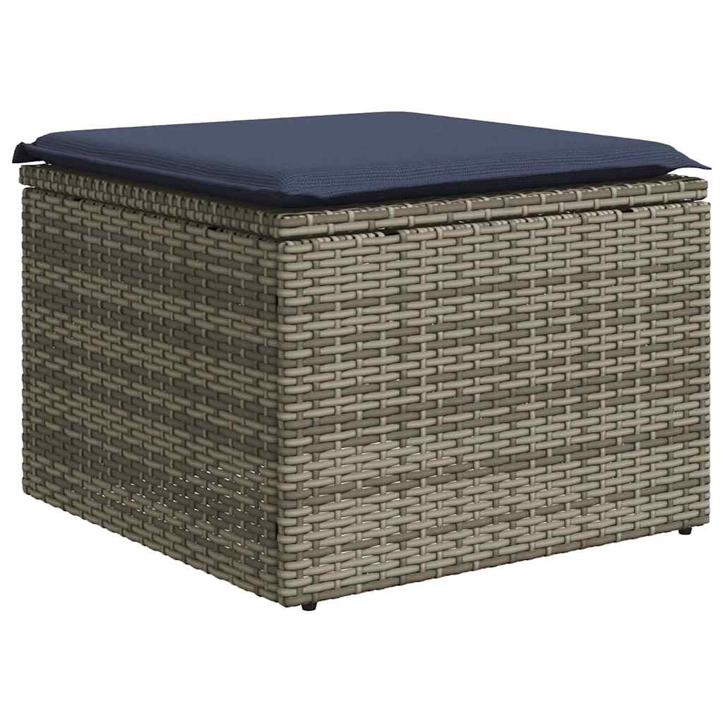 9-teiliges Gartensofa-Set mit Kissen, grau, Polyrattan