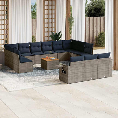 14-teiliges Gartensofa-Set mit Kissen, grau, Polyrattan