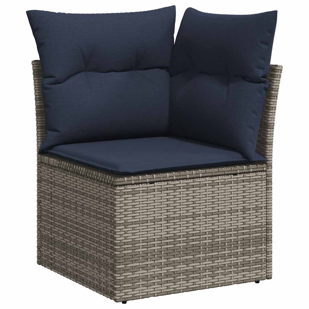 14-teiliges Gartensofa-Set mit Kissen, grau, Polyrattan