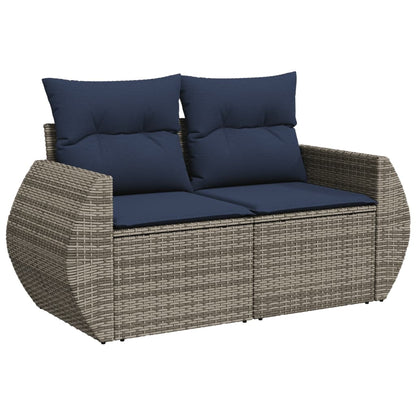 6-teiliges Gartensofa-Set mit Kissen, grau, Polyrattan