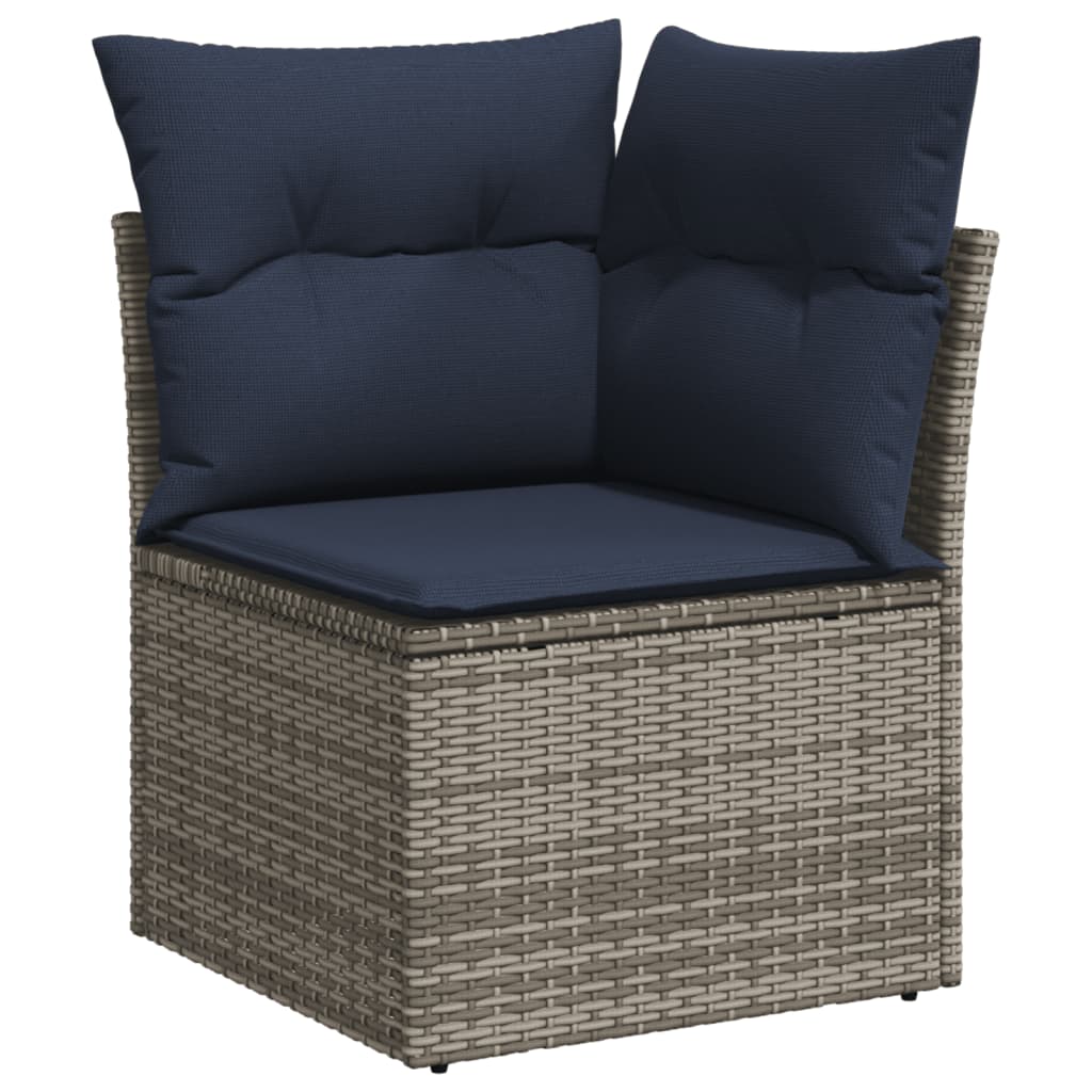8-teiliges Gartensofa-Set mit Kissen, grau, Polyrattan